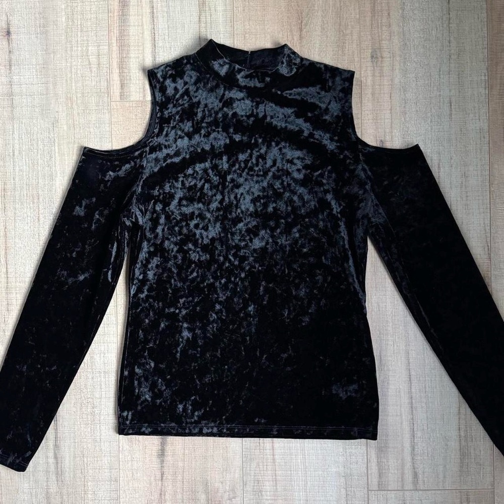 Black Velvet Cold Shoulder Top